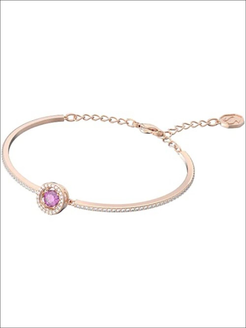 Crystal Bangle Bracelet with Round Crystal and Pavé Rose Gold Tone Finish